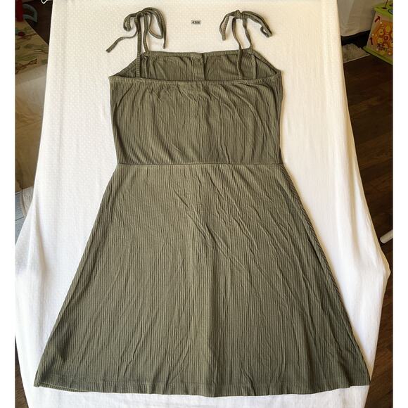 Topshop Women Dress US 4 Olive Green A-Line Button Sleeveless Knee Length - Picture 7 of 7